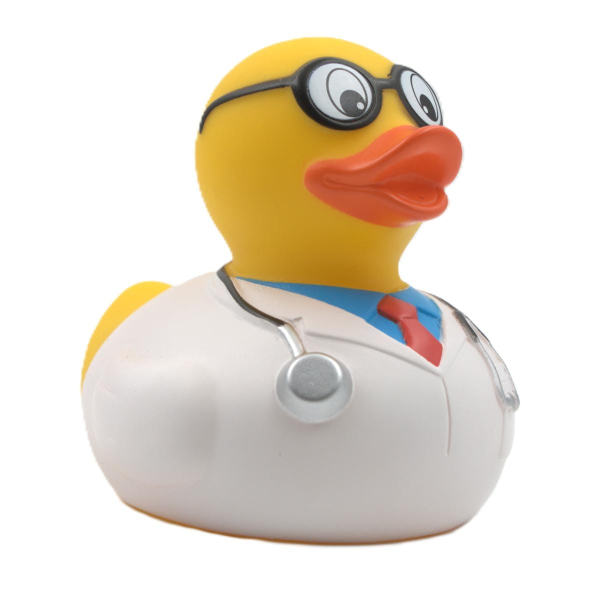 present till läkare doktor badanka med rock och stetoskop snett framifrån