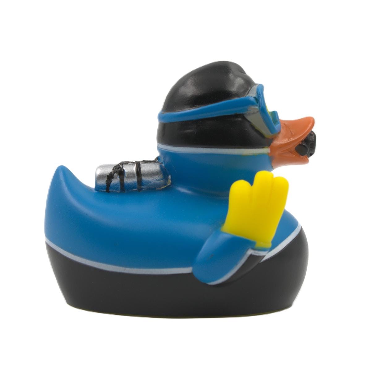 dykar badanka i dykardräkt från sidan