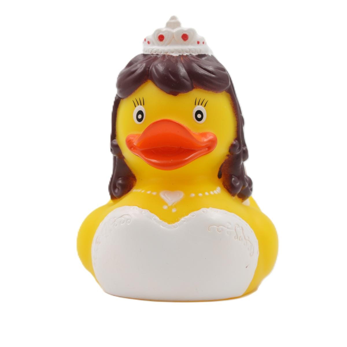 Brud Badanka framifrån i vit klänning och tiara