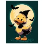 Halloweenposter – Anka med Häxhatt